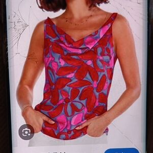 NIC +ZOE Floral Sleeveless Top - Red and Pink